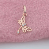 FJ 585 Rose Light Crystal Dragonfly Pendant Necklace