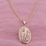 FJ Women Girls 585 Rose Oval Pendant Necklace Chains