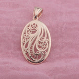 FJ Women Girls 585 Rose Oval Pendant Necklace Chains