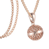 FJ Women Girls 585 Rose Round Ball Pendant Necklace Jewelry Gift