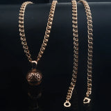 FJ Women Girls 585 Rose Round Ball Pendant Necklace Jewelry Gift