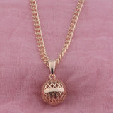 FJ Women Girls 585 Rose Round Ball Pendant Necklace Jewelry Gift