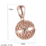 FJ Women Girls 585 Rose Round Ball Pendant Necklace Jewelry Gift