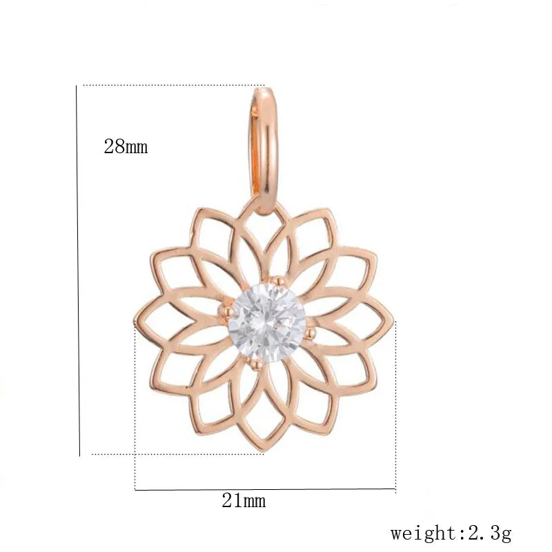 FJ 585 Rose Round Flowers Cubic Zircon Pendant Necklace