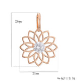 FJ 585 Rose Round Flowers Cubic Zircon Pendant Necklace