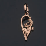 FJ 585 Rose Green Eye Stone Cat Pendant Necklace