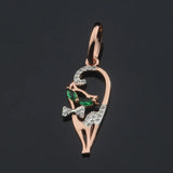 FJ 585 Rose Green Eye Stone Cat Pendant Necklace