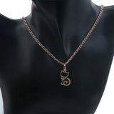 FJ 585 Rose Cat Crystal Pendant Necklace