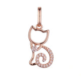 FJ 585 Rose Cat Crystal Pendant Necklace