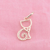 FJ 585 Rose Cat Crystal Pendant Necklace