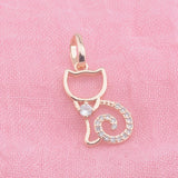 FJ 585 Rose Cat Crystal Pendant Necklace