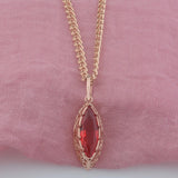 FJ Women Red Stone Pendant Necklace 85 Rose Link Chain