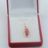 FJ Women Red Stone Pendant Necklace 85 Rose Link Chain