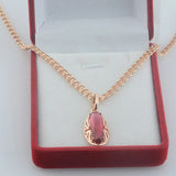 FJ Women Red Stone Pendant Necklace 85 Rose Link Chain