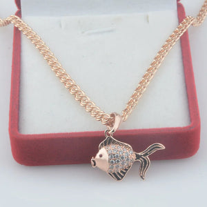FJ Women Men 585 Rose Fish Animal Pendant Necklace