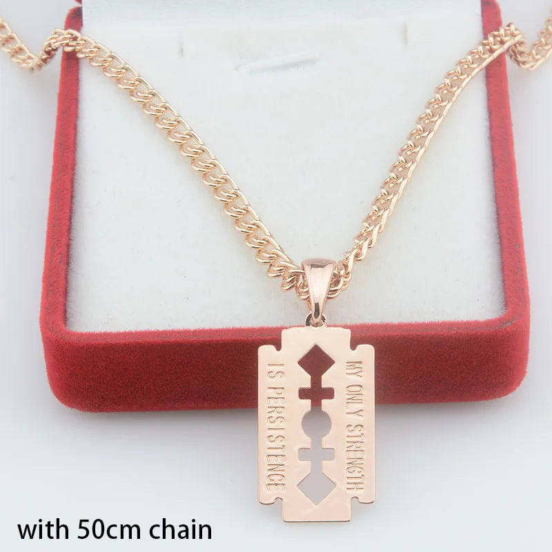 FJ 585 Rose Square Letter Pendant Chains Jewelry