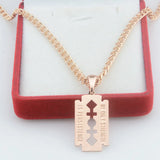 FJ 585 Rose Square Letter Pendant Chains Jewelry