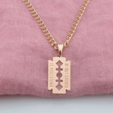 FJ 585 Rose Square Letter Pendant Chains Jewelry