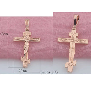 FJ 585 Rose Cross Pendant Necklace