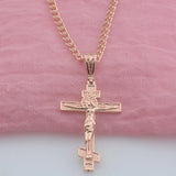FJ 585 Rose Cross Pendant Necklace