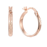 FJ Women Smart Circle Engraving 585 Rose Hoop Earrings