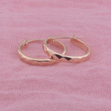 FJ Women Smart Circle Engraving 585 Rose Hoop Earrings