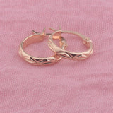 FJ Women Smart Circle Engraving 585 Rose Hoop Earrings