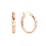 FJ Women Smart Circle Engraving 585 Rose Hoop Earrings