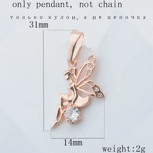 FJ Women's 585 Rose CZ Pendant Chains