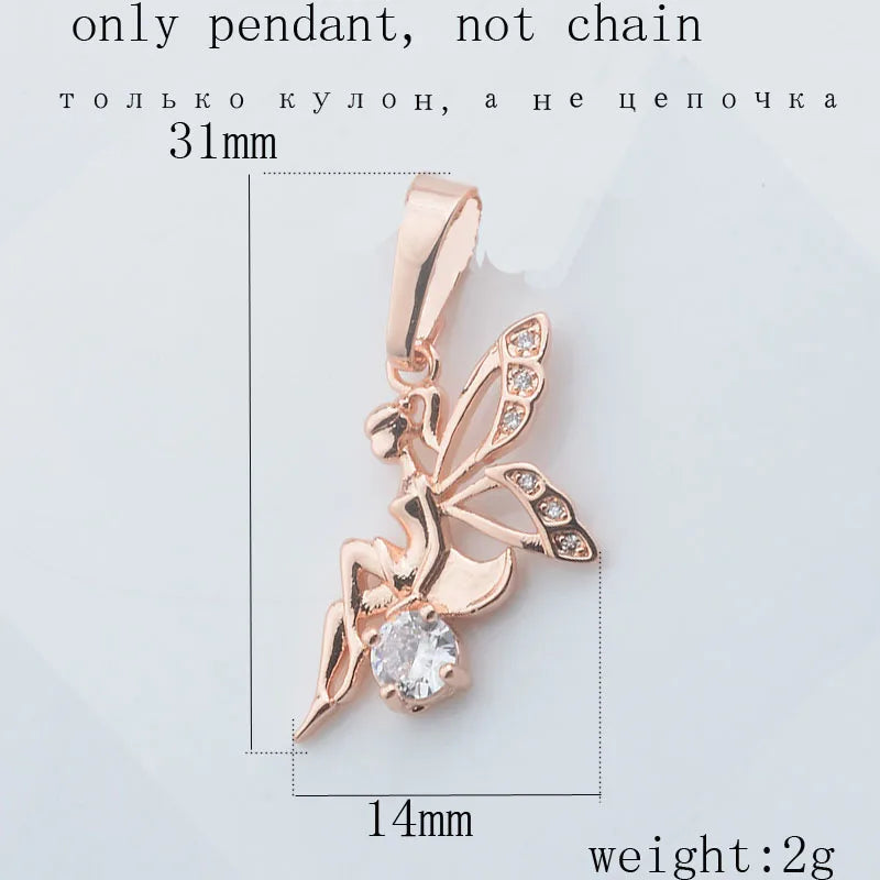 FJ Women's 585 Rose CZ Pendant Chains