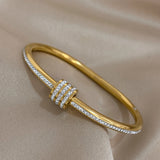 Rhinestone Beads Stainless Steel Bangles Bracelets Charm Accessories