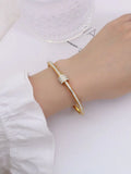 Rhinestone Beads Stainless Steel Bangles Bracelets Charm Accessories