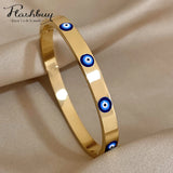 316L Stainless Steel Charm Enamel Eyes Bracelet Bangle For Women
