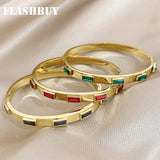 Colorful Crystal Rectangle Bangles for Women