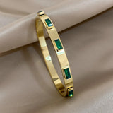 Colorful Crystal Rectangle Bangles for Women
