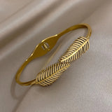 Leaf Charm Open Bangles Bracelets for Women Wrist Waterproof Jewelry