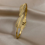 Leaf Charm Open Bangles Bracelets for Women Wrist Waterproof Jewelry