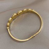 Stainless Steel Evil Eye Bangles Bracelets Rhinestone Inlay Charm Wrist Jewelry