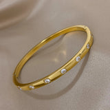 316L Stainless Steel Zircon Bangles Bracelets Women Waterproof Jewelry
