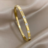 316L Stainless Steel Zircon Bangles Bracelets Women Waterproof Jewelry