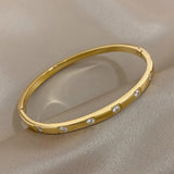 316L Stainless Steel Zircon Bangles Bracelets Women Waterproof Jewelry