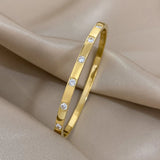 316L Stainless Steel Zircon Bangles Bracelets Women Waterproof Jewelry