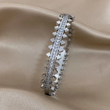 316L Stainless Steel Zircon Silver Bangles Bracelets for Women