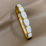 316L Stainless Steel Enamel Bangles Bracelets Charm Silver Wrist Jewelry