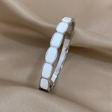 316L Stainless Steel Enamel Bangles Bracelets Charm Silver Wrist Jewelry