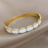 316L Stainless Steel Enamel Bangles Bracelets Charm Silver Wrist Jewelry