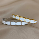 316L Stainless Steel Enamel Bangles Bracelets Charm Silver Wrist Jewelry