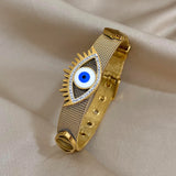 Boho Evil Eye Stainless Steel Bangles Bracelets for Women