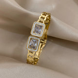 316L Stainless Steel Square Zircon Bangles for Women