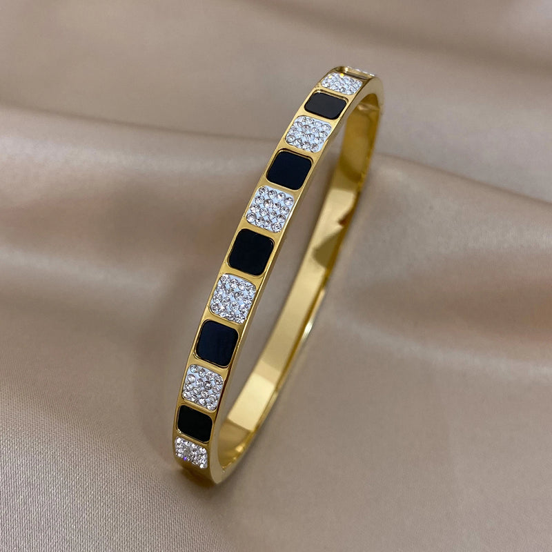 Zircon Stainless Steel Bangles for Women Waterproof Jewelry